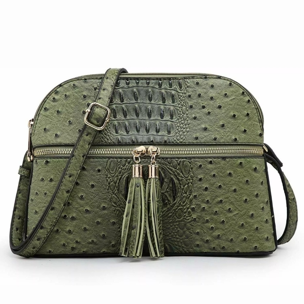 Dasein Taylor fringe ostrich purse green